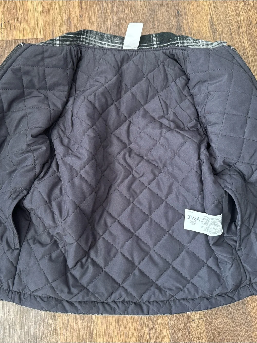 OshKosh B'gosh Black & Gray Plaid Reversible Zip-Up Jacket, Size 3T NWT